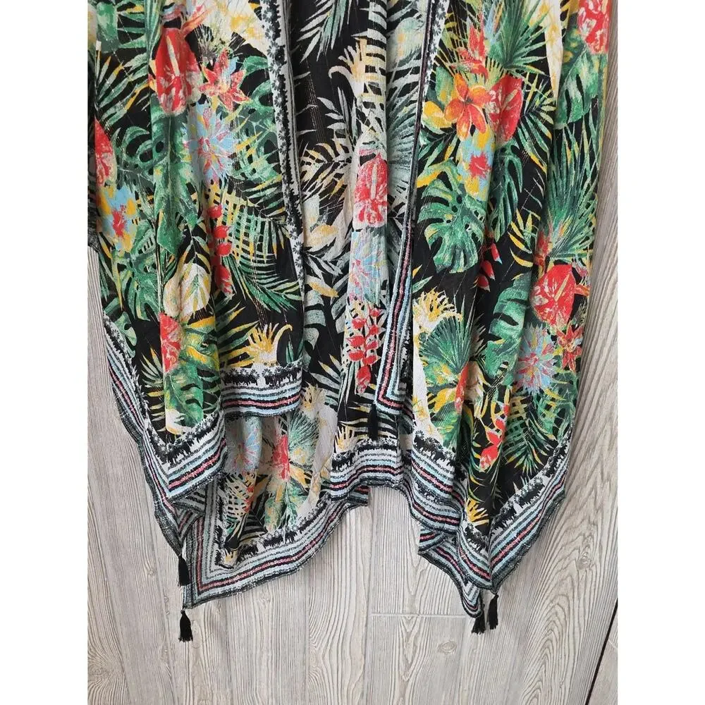 Nine West Tropical Floral Kimono Top Beach Coverup Womens One Size NWT